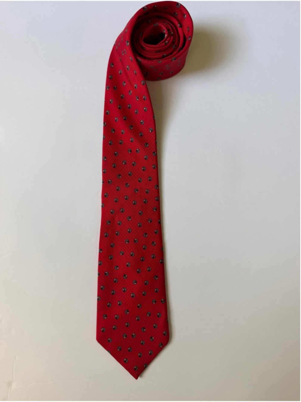 St. Leger 100% Silk Red Geometric Print Men’s Tie